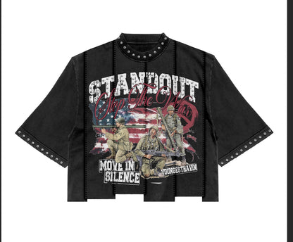 Standout “stop the war”boxy tee no panels